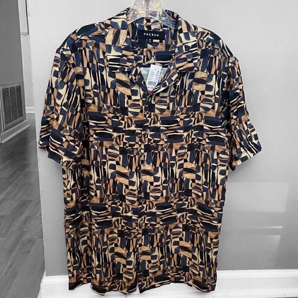 Men’s PacSun Button Down Print Shirt Size Medium NEW With Tag